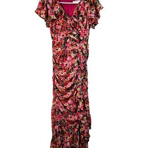 Astr The Label Pink Floral Ruched Mini Dress Size XS Feminine Romantic Cottage